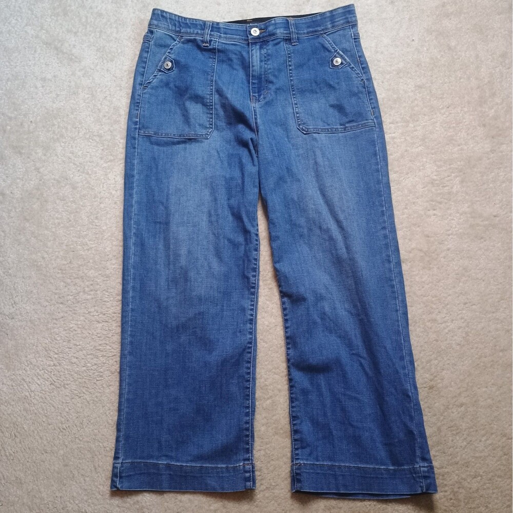 Curve Appeal Jeans Women Comfort Waist High Rise Wide Leg 14 36x25 Stretch
